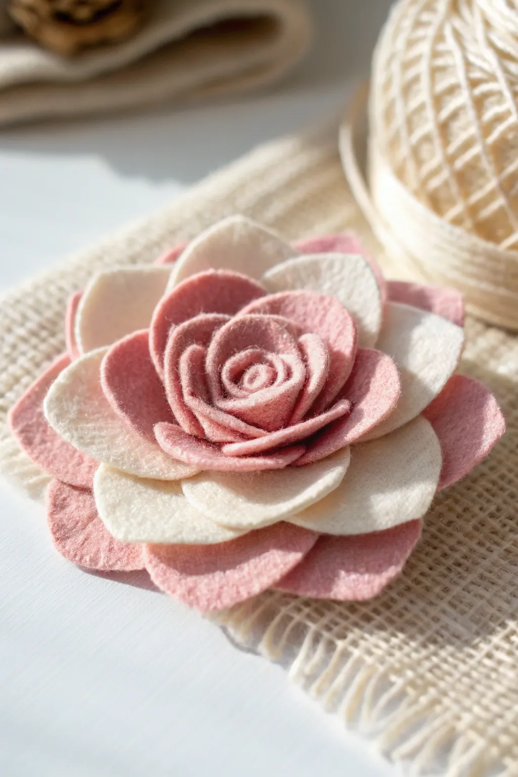 Eternal Bloom: A felt flower that captures the essence of natural beauty in minimalist elegance.
