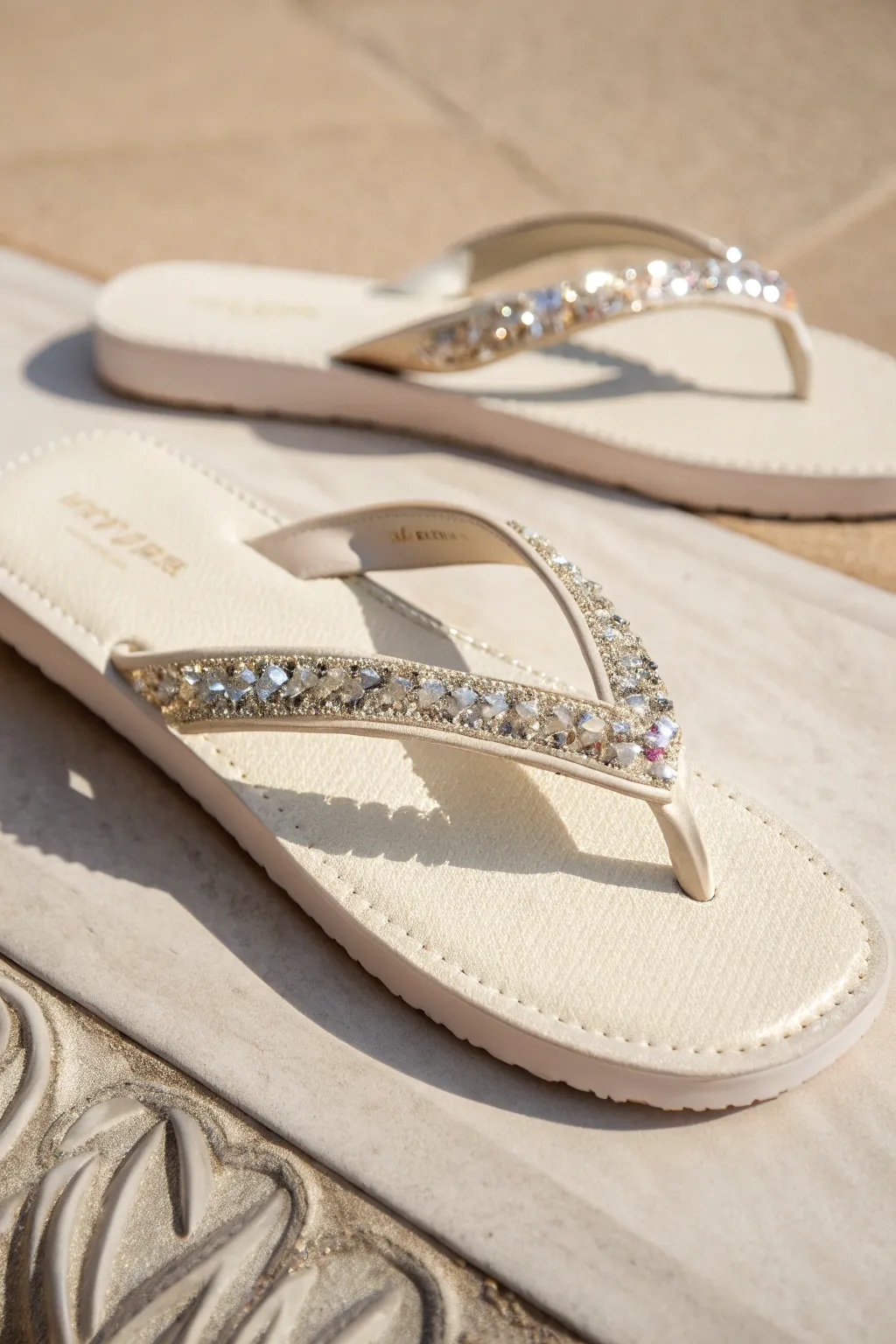 Add a touch of sparkle to your step with these sequin-adorned flip flops, perfect for a chic night out.
