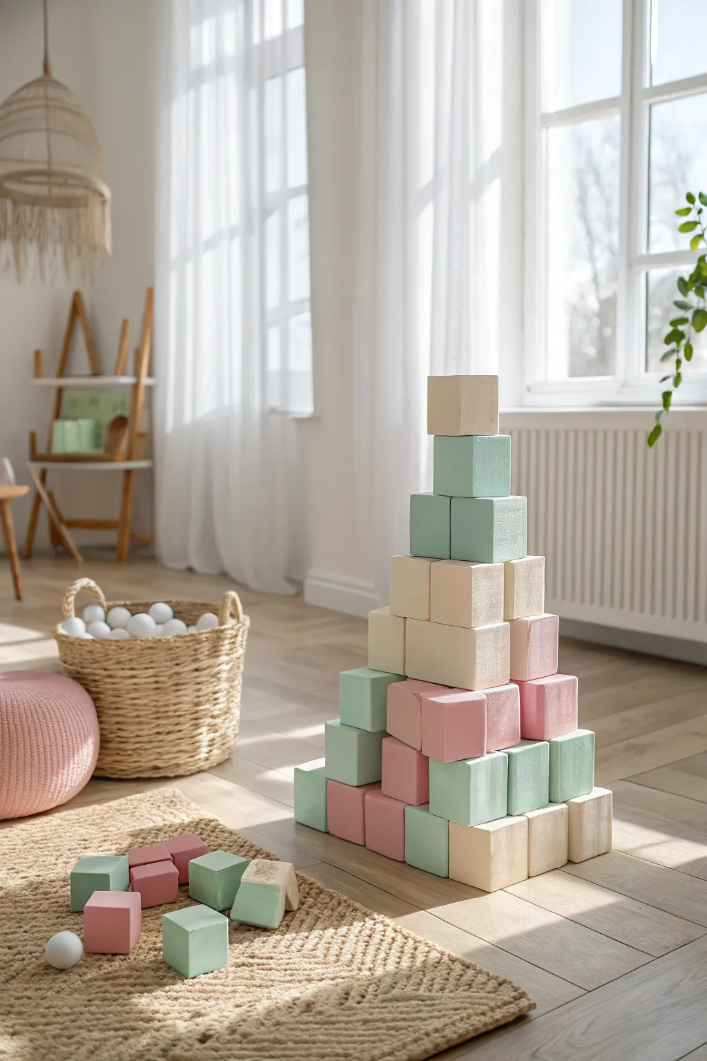 Transform playtime with a minimalist foam block obstacle course—where creativity meets elegance.