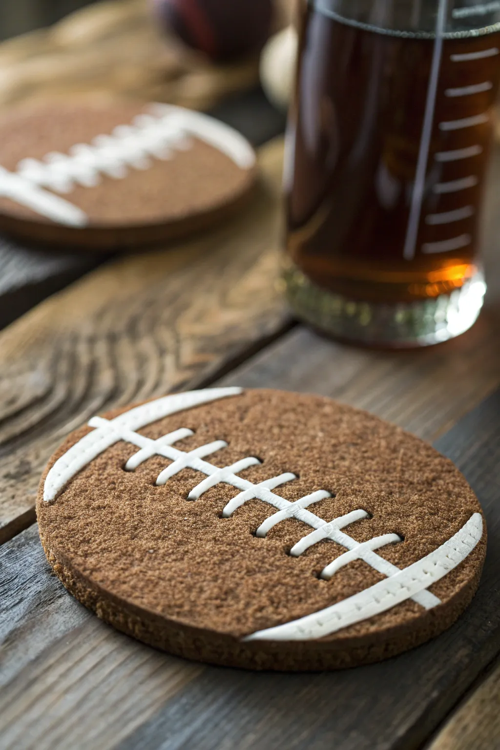 Elevate your game day decor with handcrafted football coasters!