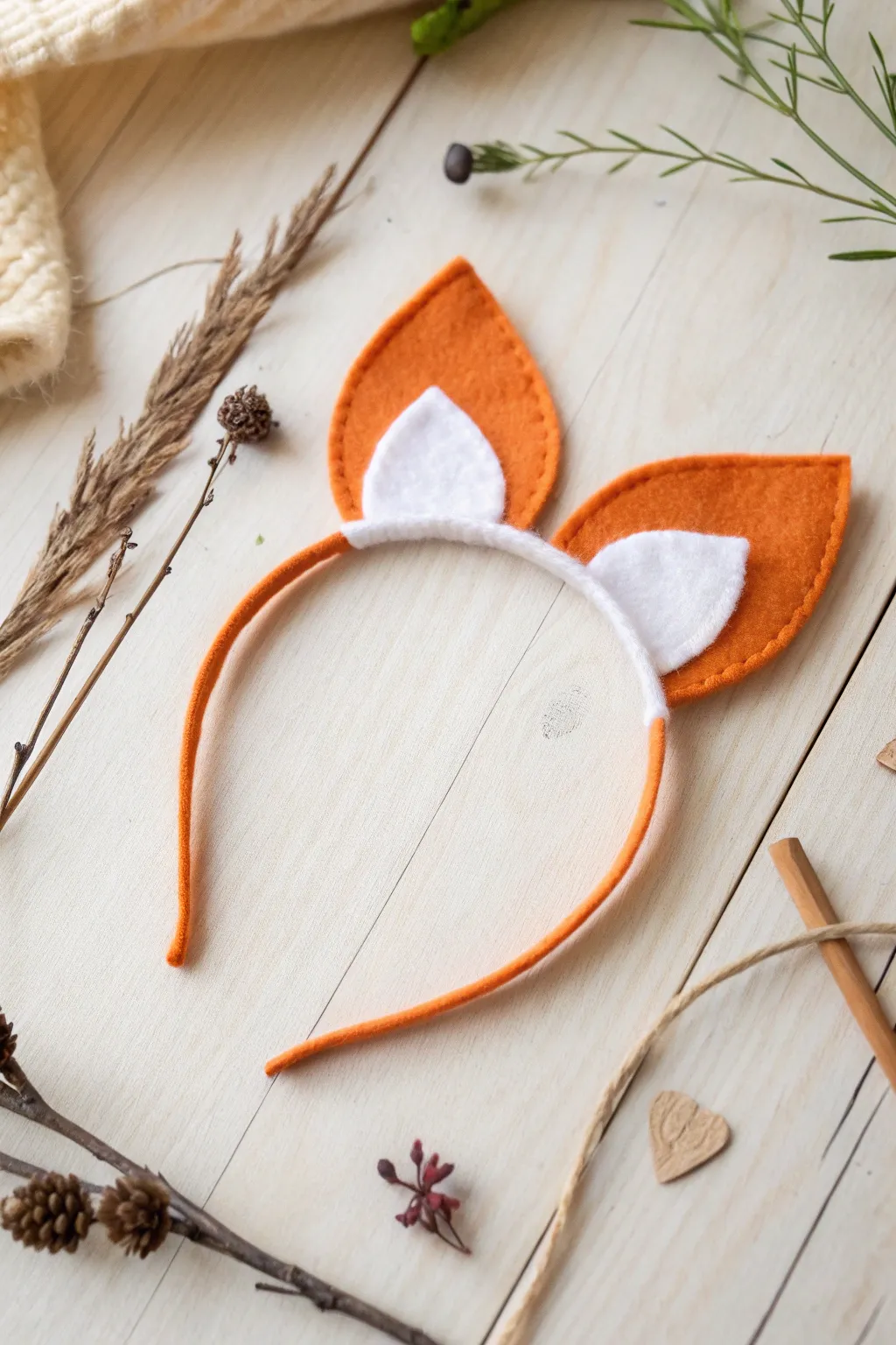 Craft your own charming fox ears headband for a touch of whimsy and elegance.