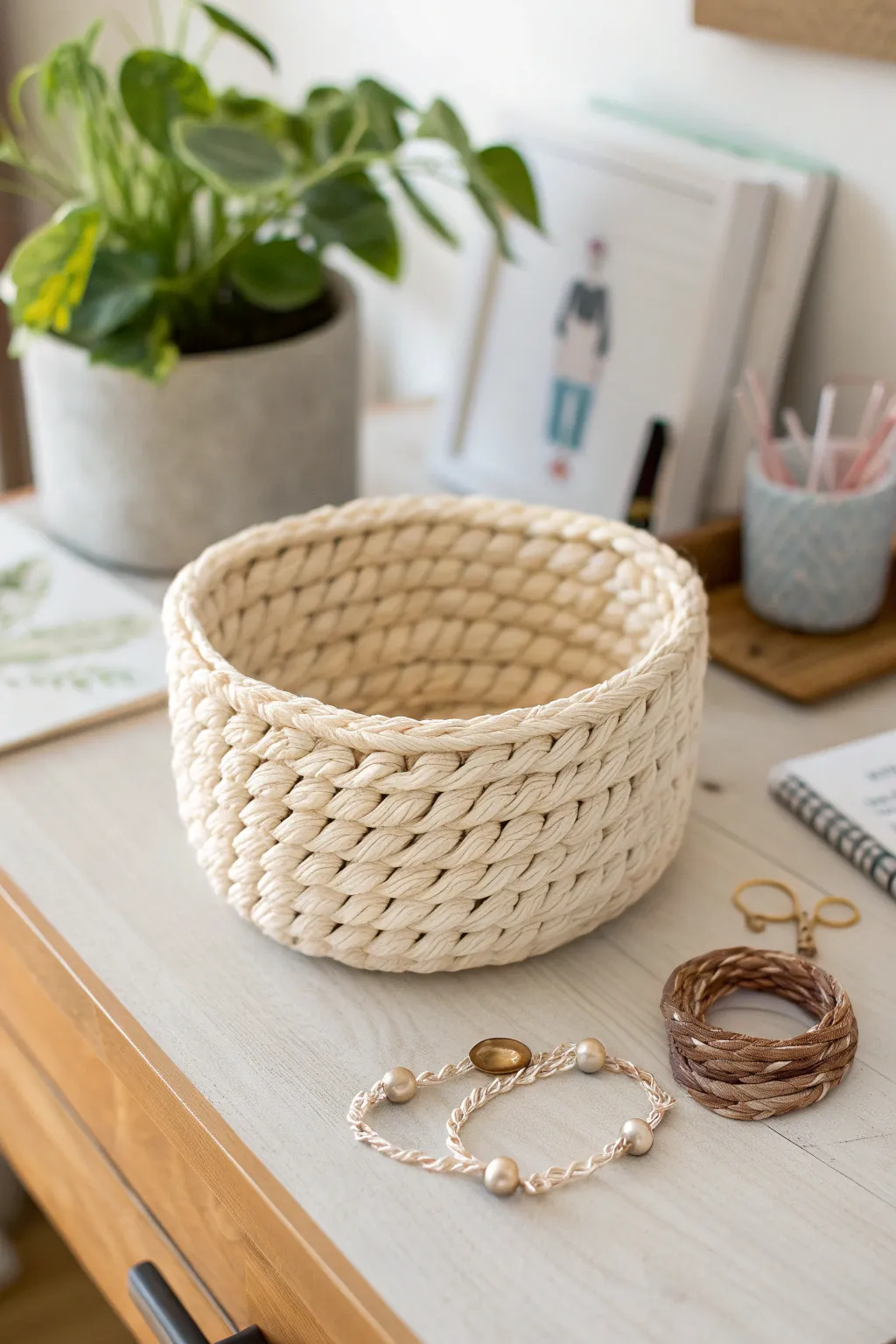 Organize in style with these charming French-knitted mini baskets—perfect for adding a touch of elegance to any space.