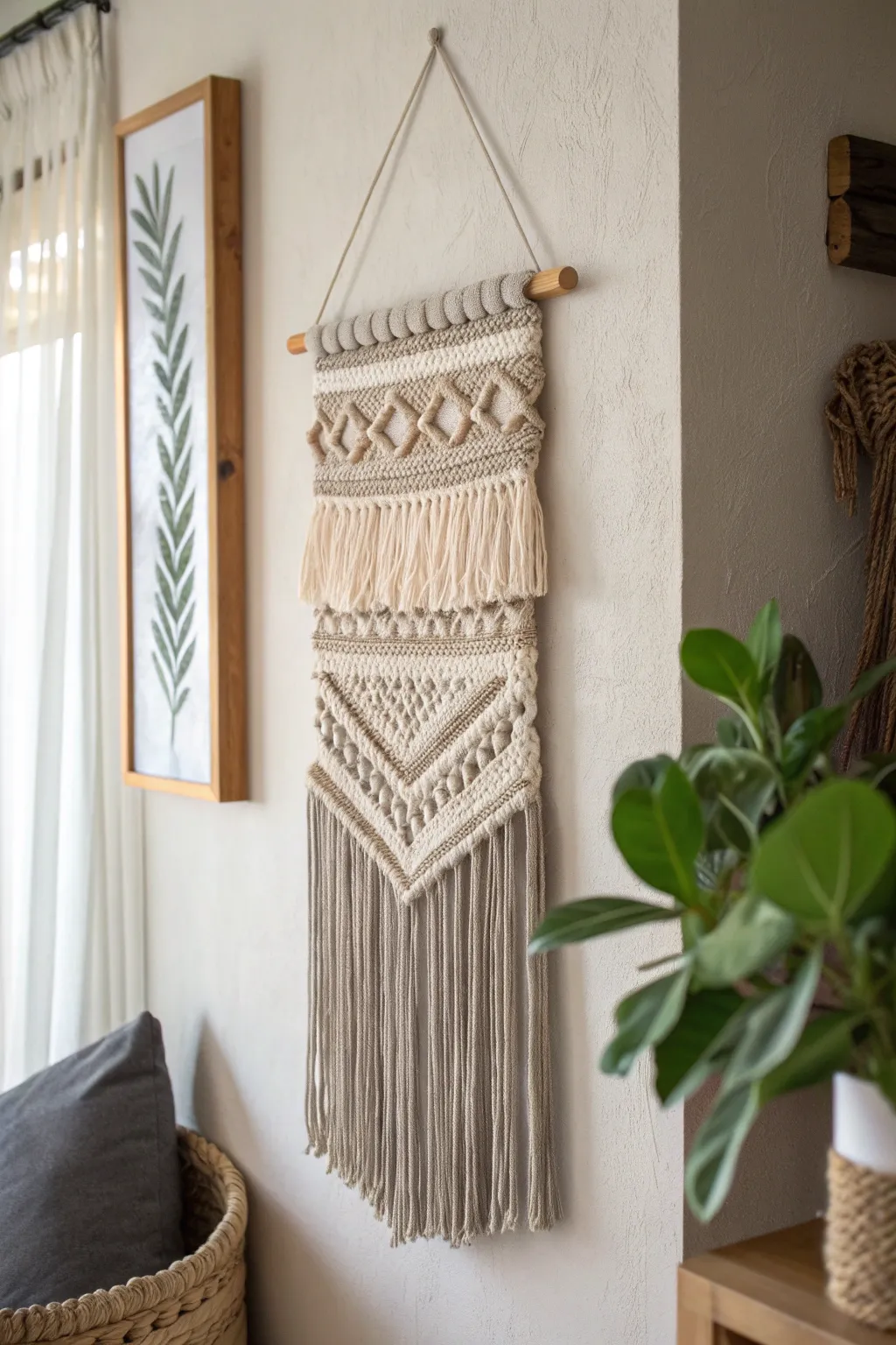 Transform your space with this charming DIY woven wall art, blending Scandinavian minimalism with boho elegance.