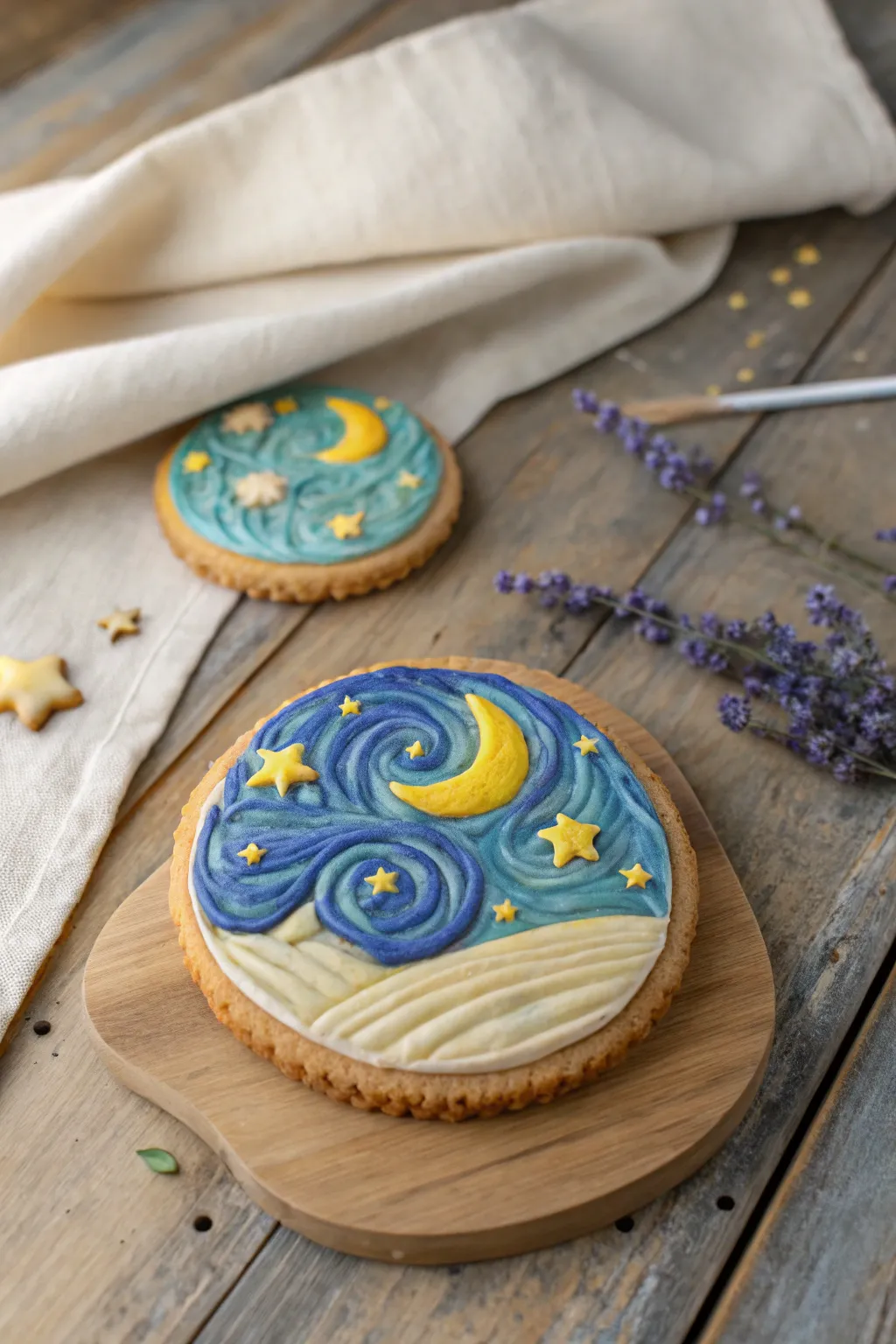 Turn your cookie decorating into a masterpiece with a playful twist on Van Gogh's Starry Night. 🎨✨ #CookieArt #StarryNightCookies