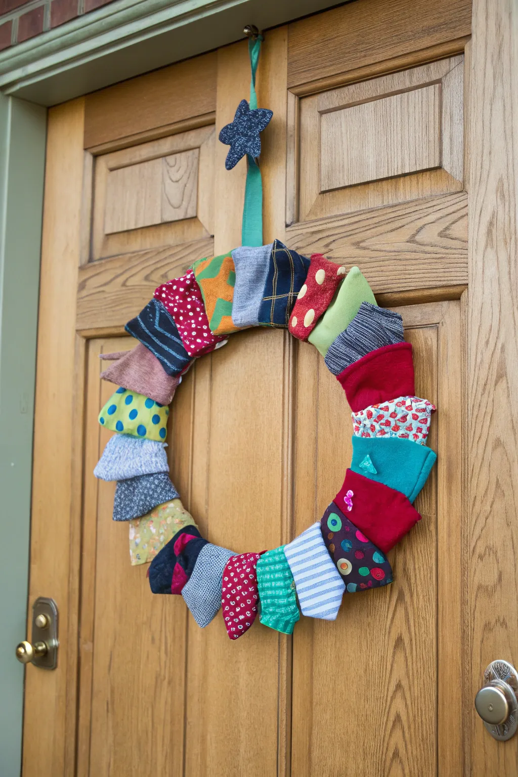 Turn laundry day into fun day with a sock wreath.