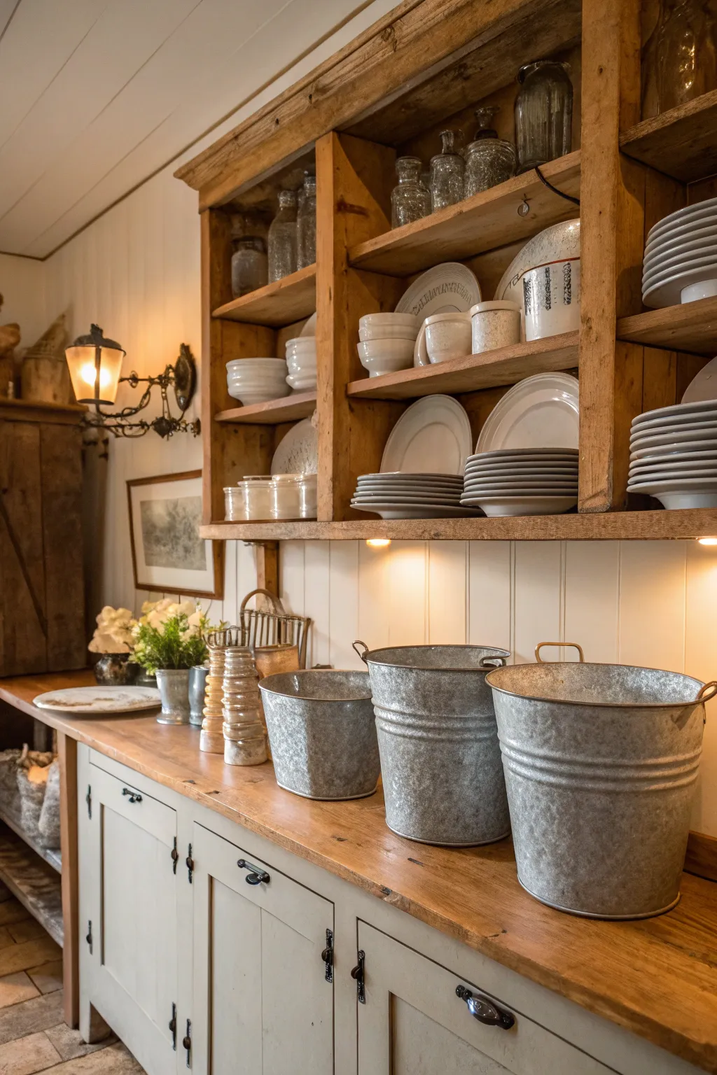 Bring farmhouse charm into your kitchen with galvanized accents.