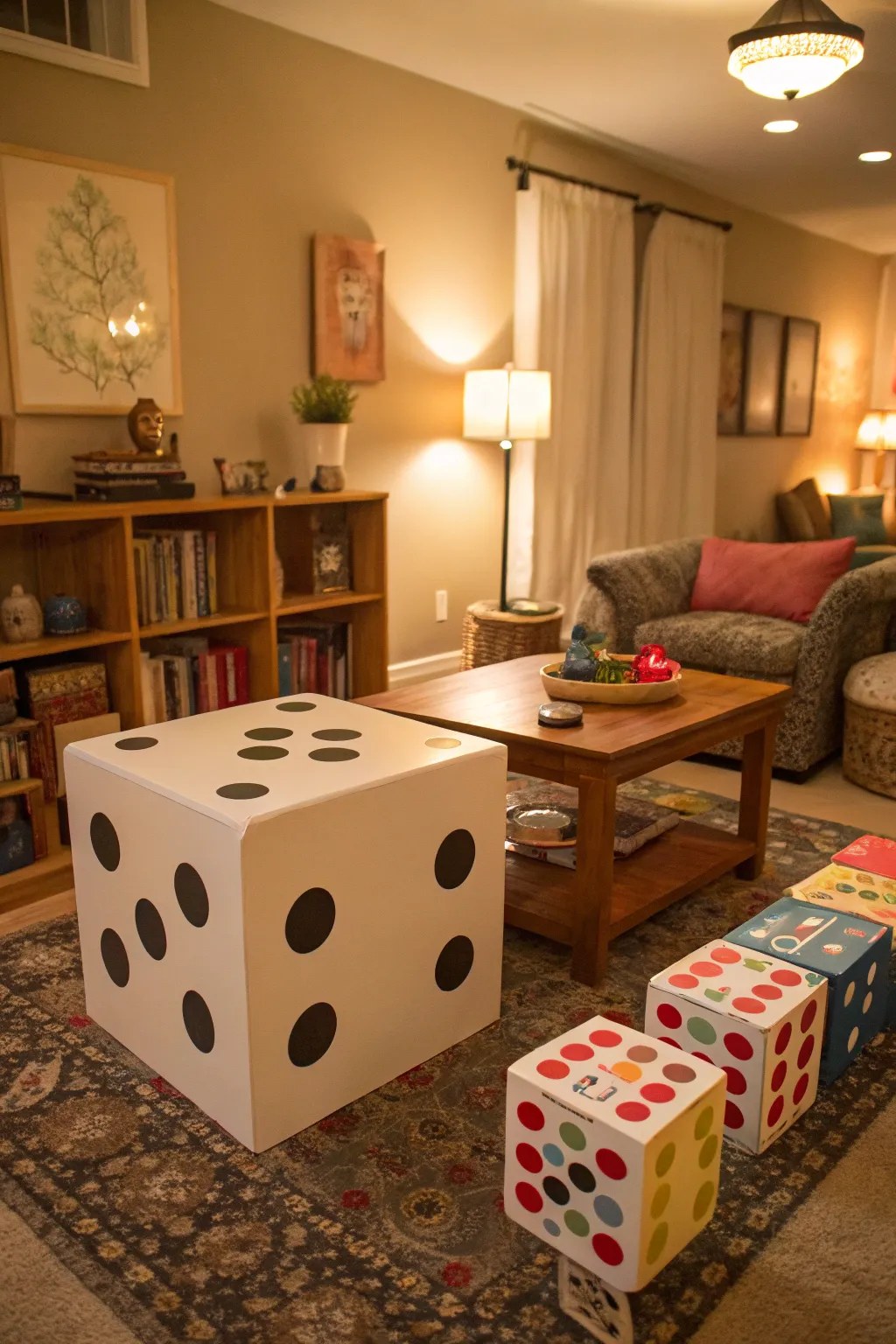 Add a playful element with DIY oversized dice.