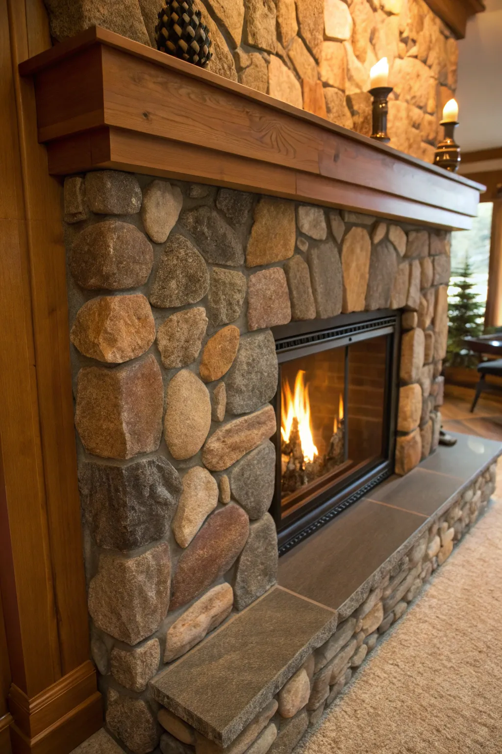 Transform your living space with the rustic charm of stone craftsmanship.