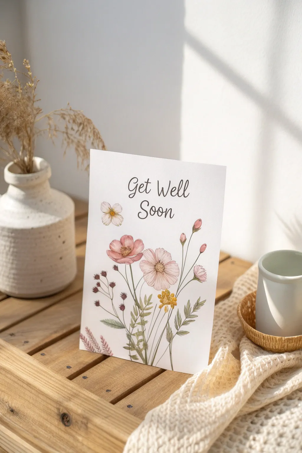 A Floral Fantasy: Sending love and nature's beauty to Grandma with this charming get well soon card.