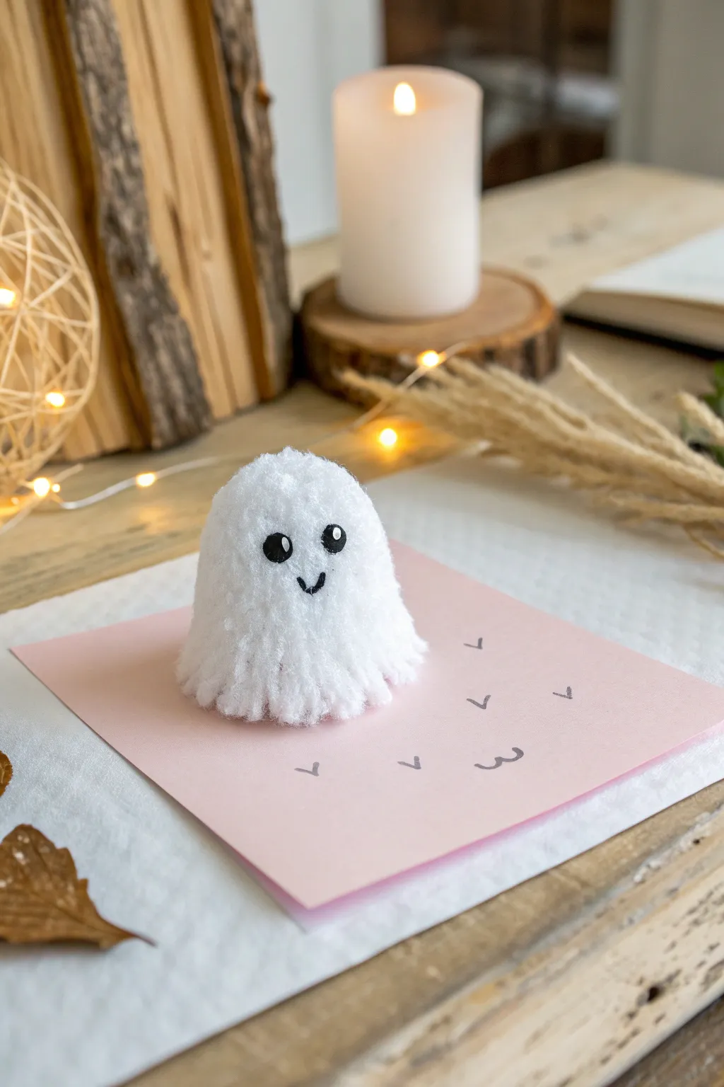 Embrace the charm of simplicity with these adorable pom pom painted ghosts. Perfect for adding a touch of whimsy to your Halloween decor!