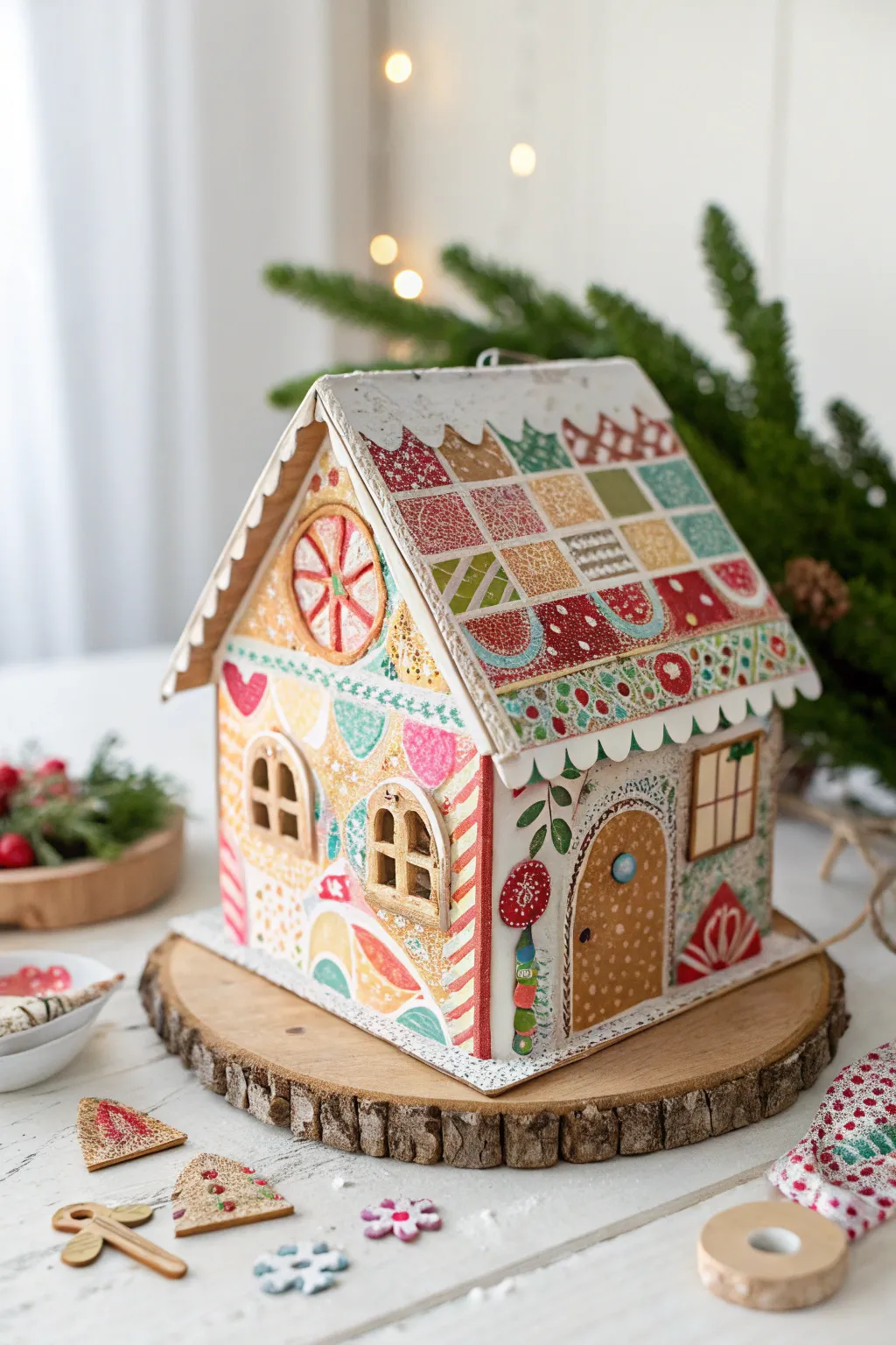 Discover the joy of creativity with this charming gingerbread house collage, where simplicity meets whimsical design.