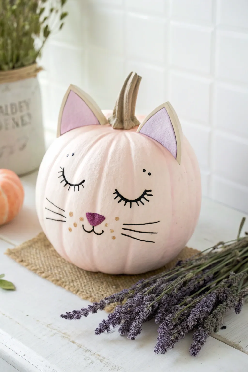 Transform your pumpkin into a charming kitten with this delightful painting idea, perfect for adding a touch of whimsy to your autumn decor!