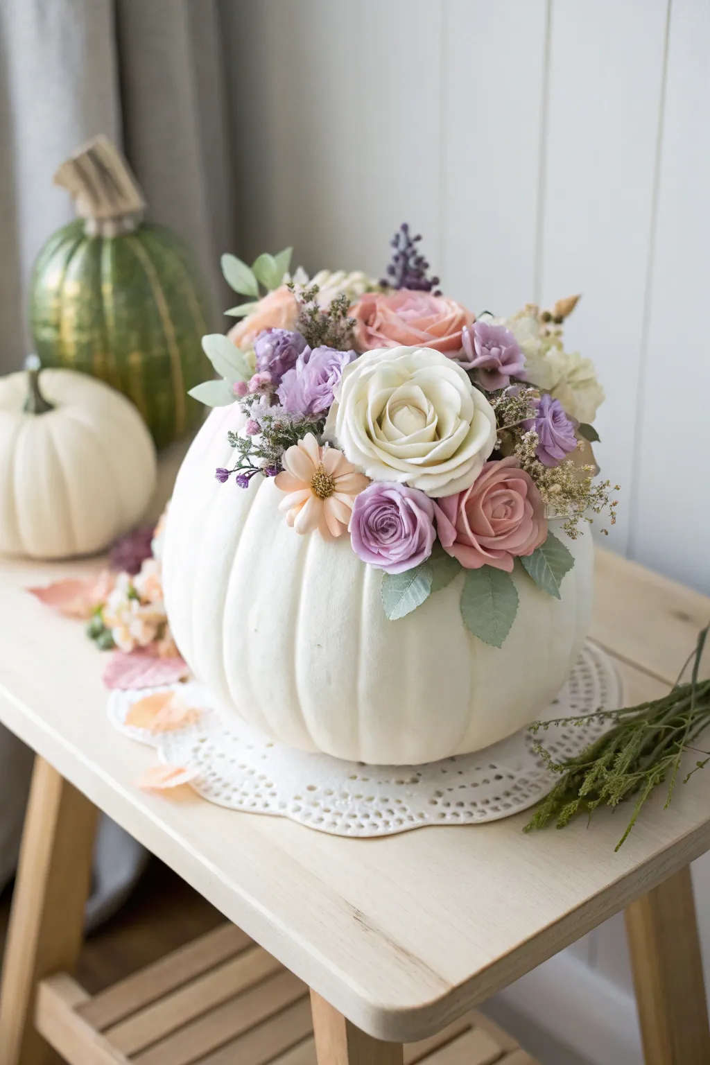 Transform your table with a Floral Fantasy Pumpkin, where elegance meets whimsy.