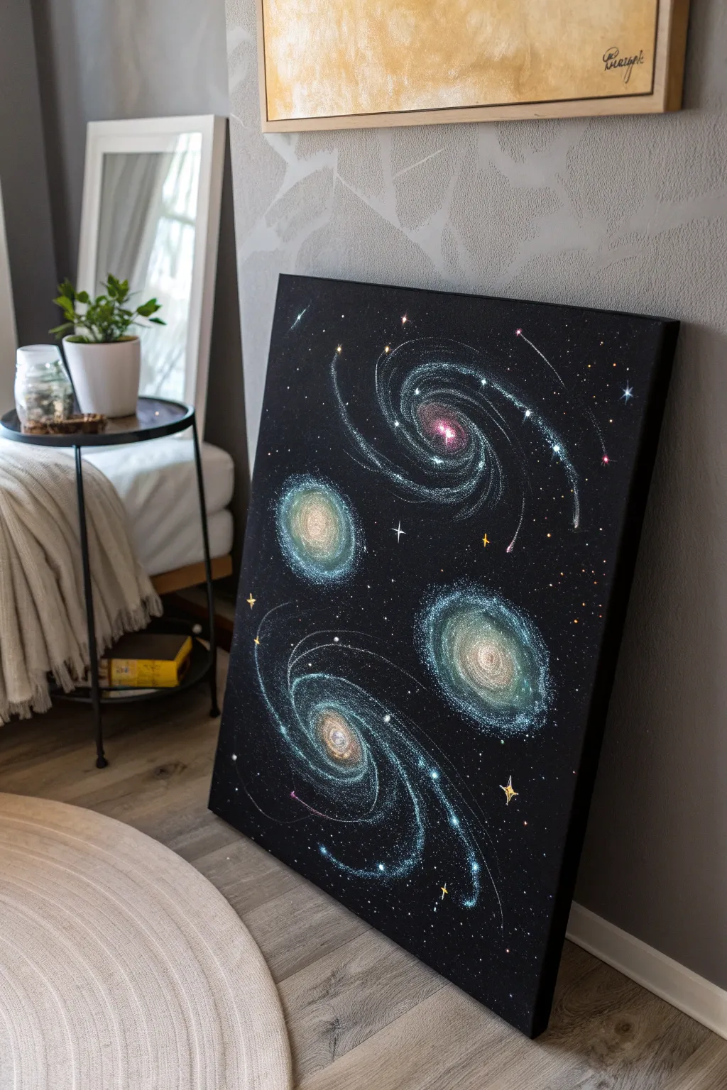Illuminate your space with the enchanting beauty of a Cosmic Galaxy Canvas, where simplicity meets the mysteries of the universe.
