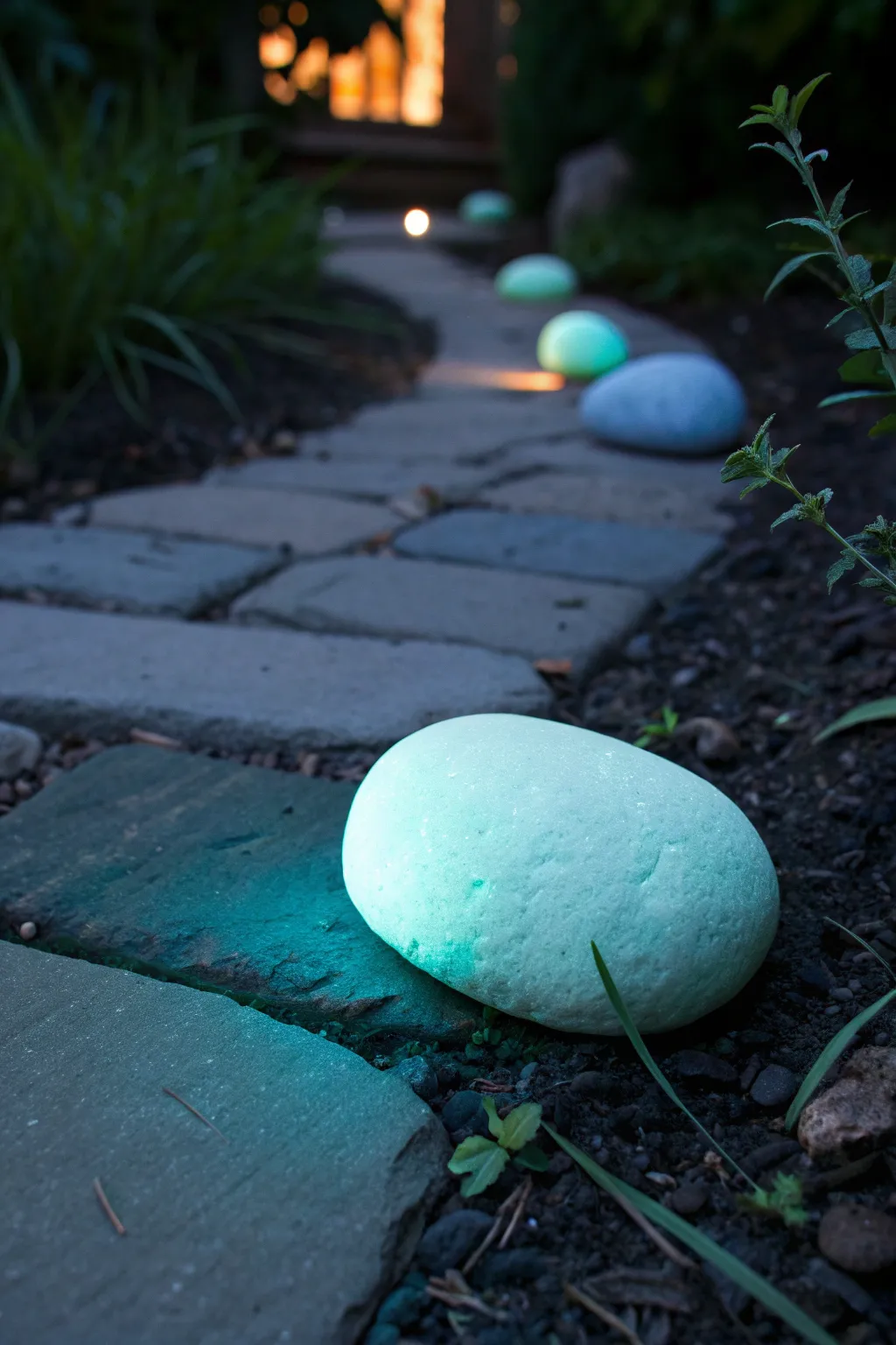 Guide your steps with a touch of magic: glowing stones for your garden path.