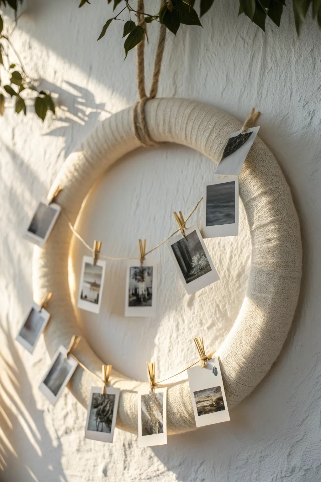 Craft your memories into a stunning photo wreath, blending minimalist elegance with personalized flair.