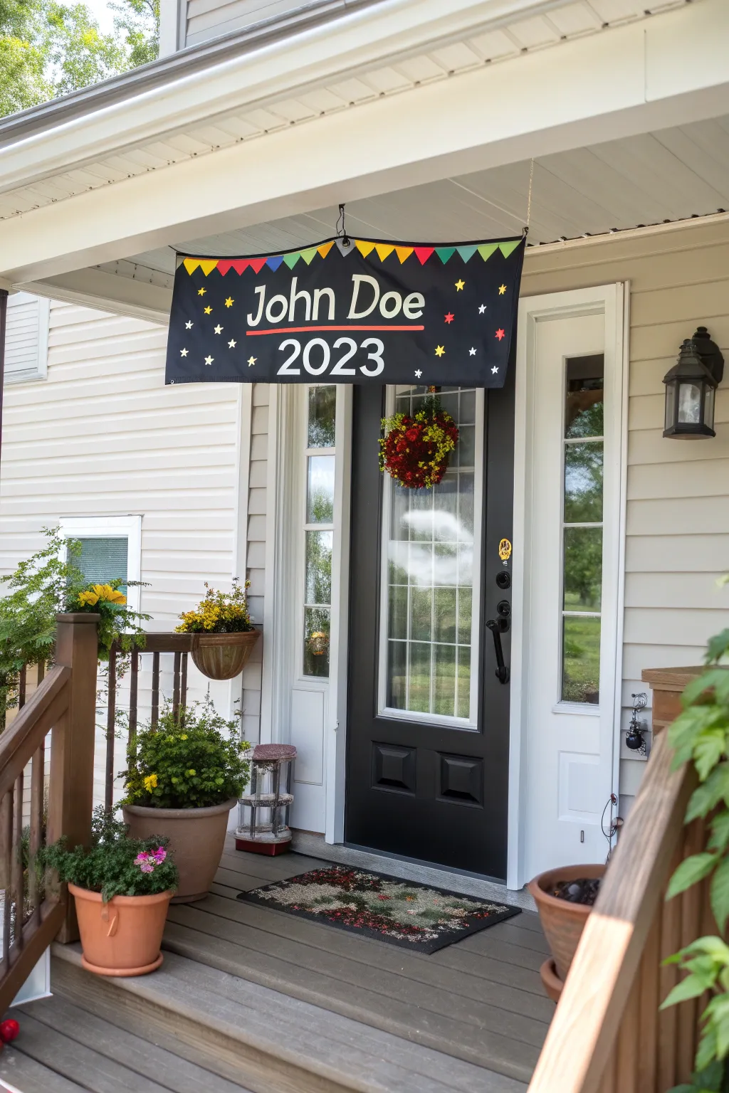 Personalized banner celebrating the graduate.
