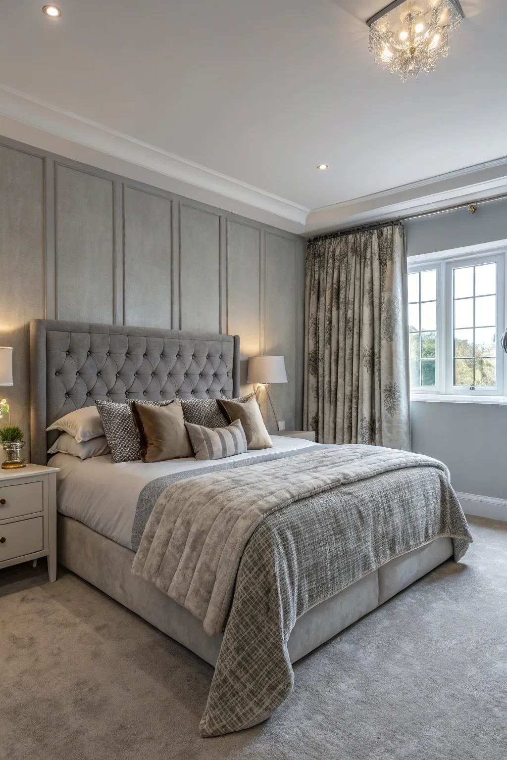 Textured fabrics add warmth and sophistication.