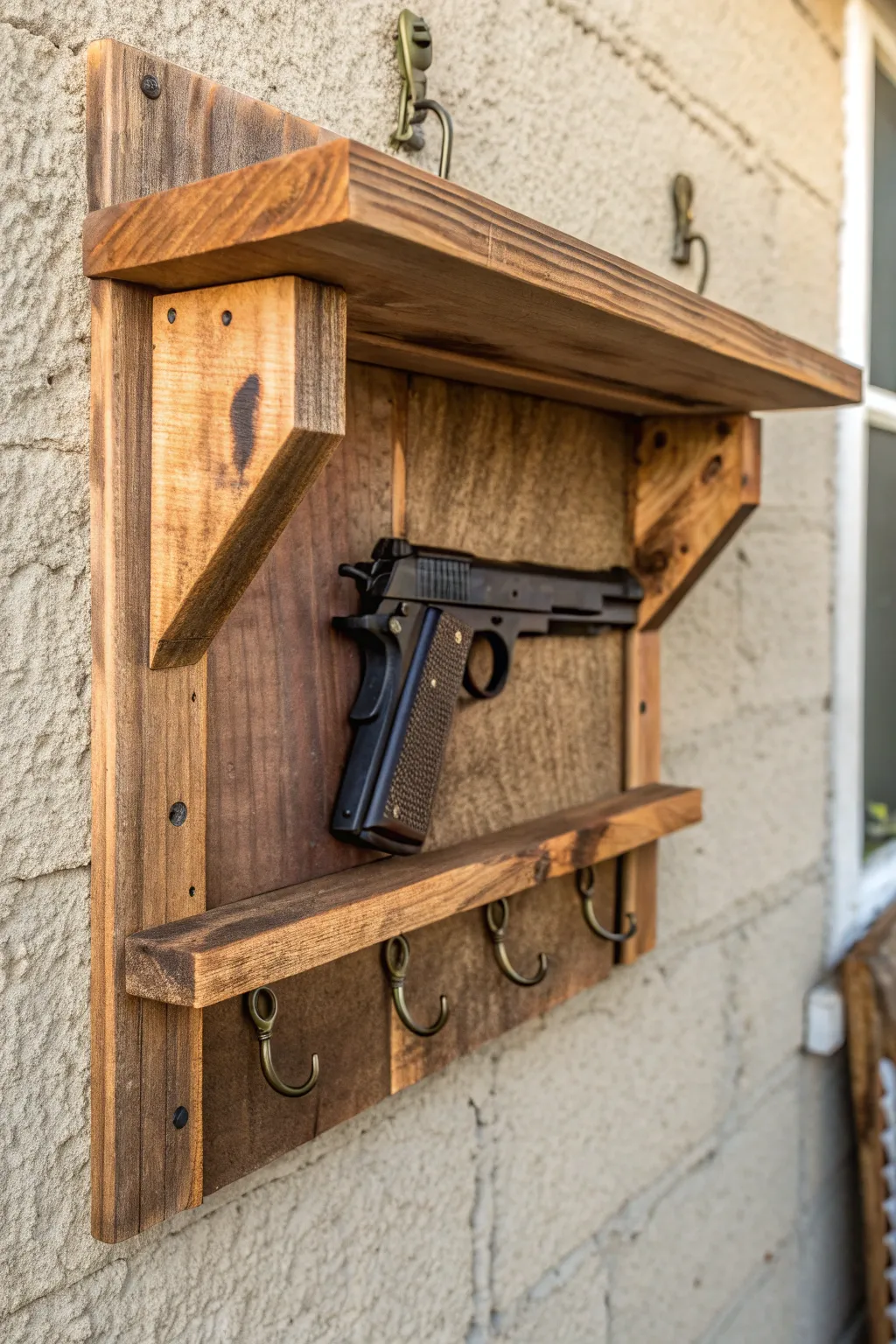 Add a touch of rustic elegance to your space with this handcrafted pallet wood gun rack.