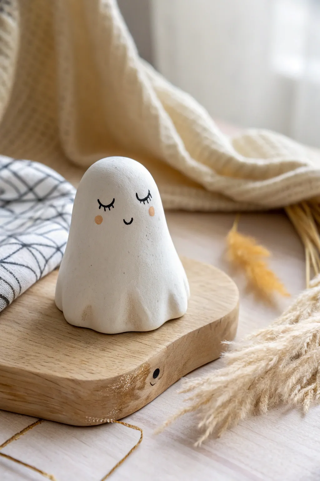 Embrace the charm of simplicity with this whimsical air-dry clay ghost, perfect for adding a playful touch to your Halloween decor.