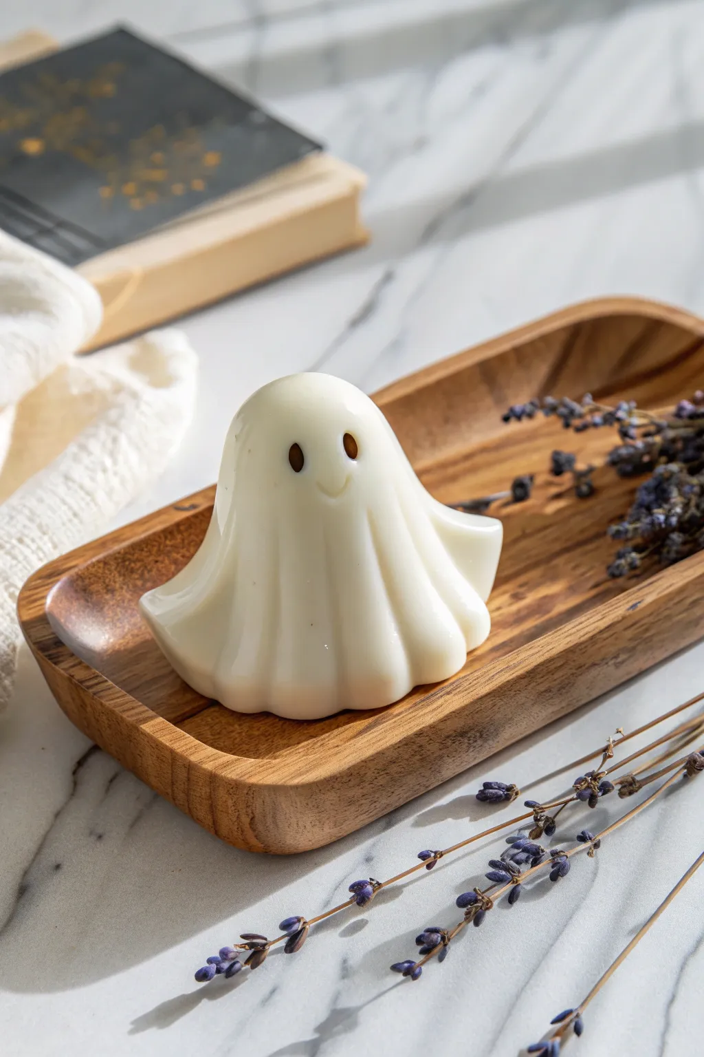 Elevate your Halloween with ghostly white soap bars, where minimalist elegance meets whimsical charm.
