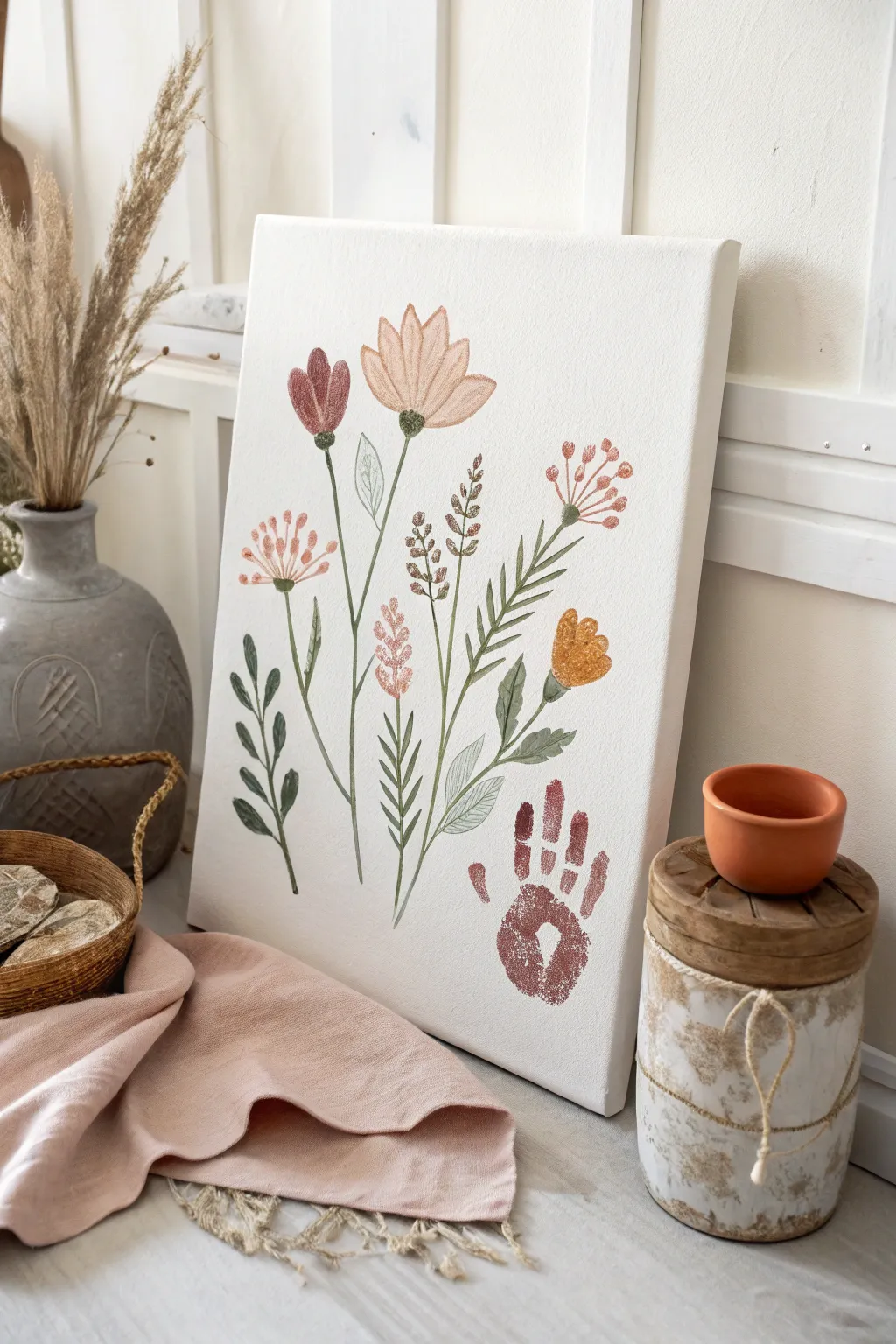 Embrace simplicity and nature with hand-painted floral bouquets that add a touch of calm elegance to your space.
