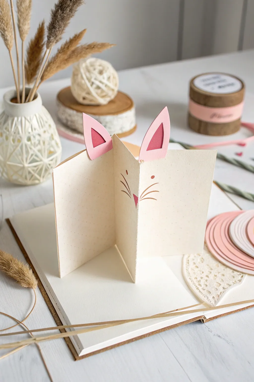 Whimsical Wonder: Discover the charm of handmade birthday cards with adorable pop-up animal ears. Perfect for bringing smiles to little faces!