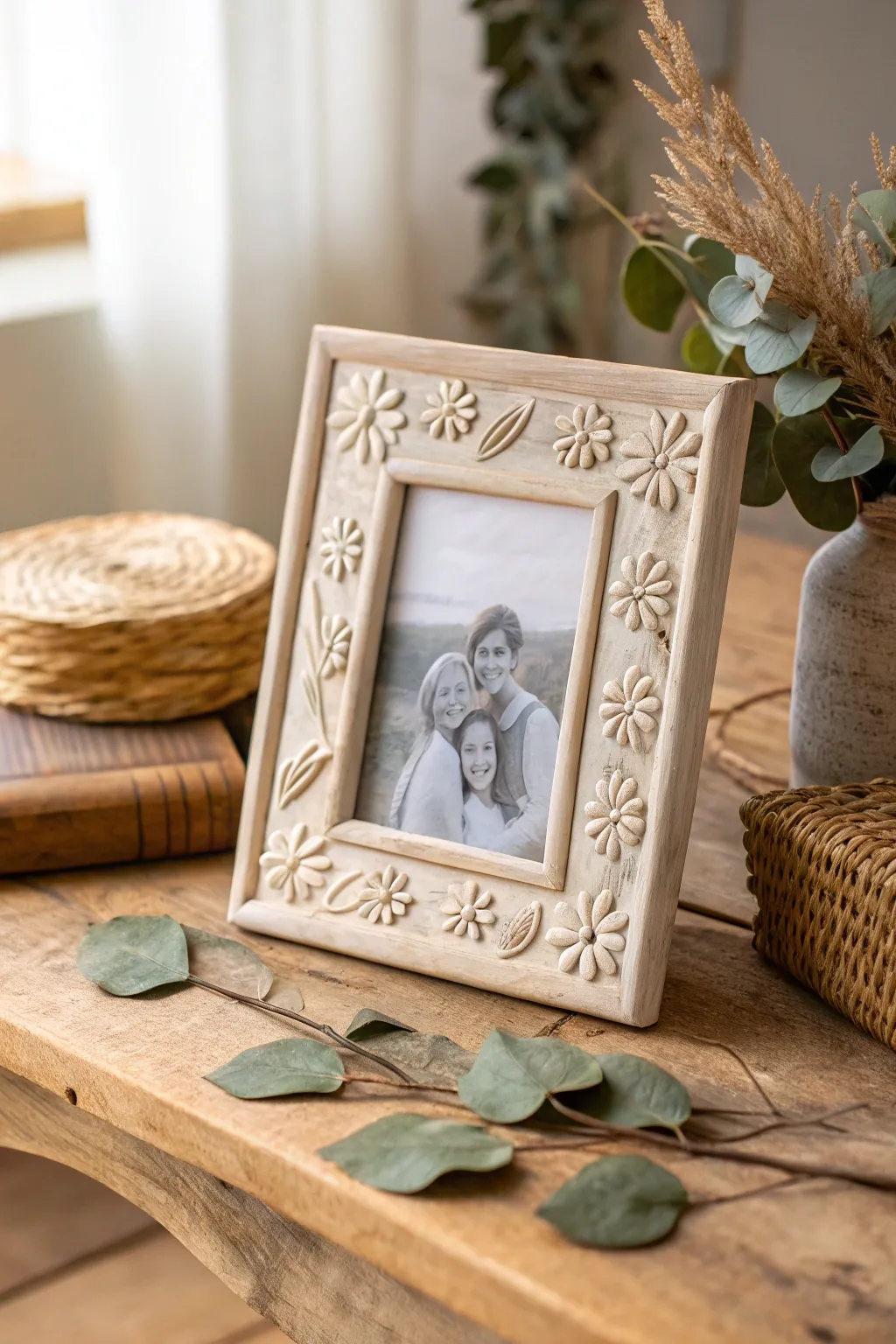 Capture memories with a handmade clay photo frame, where craftsmanship meets heartfelt moments.