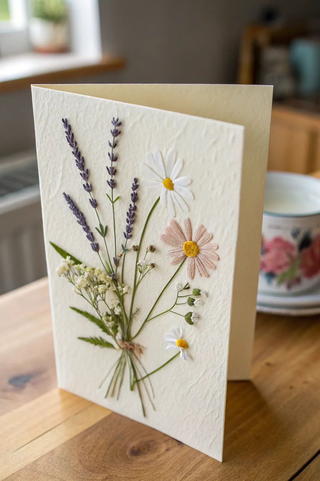Celebrate with the beauty of nature: a handcrafted pressed flower birthday card that speaks from the heart.