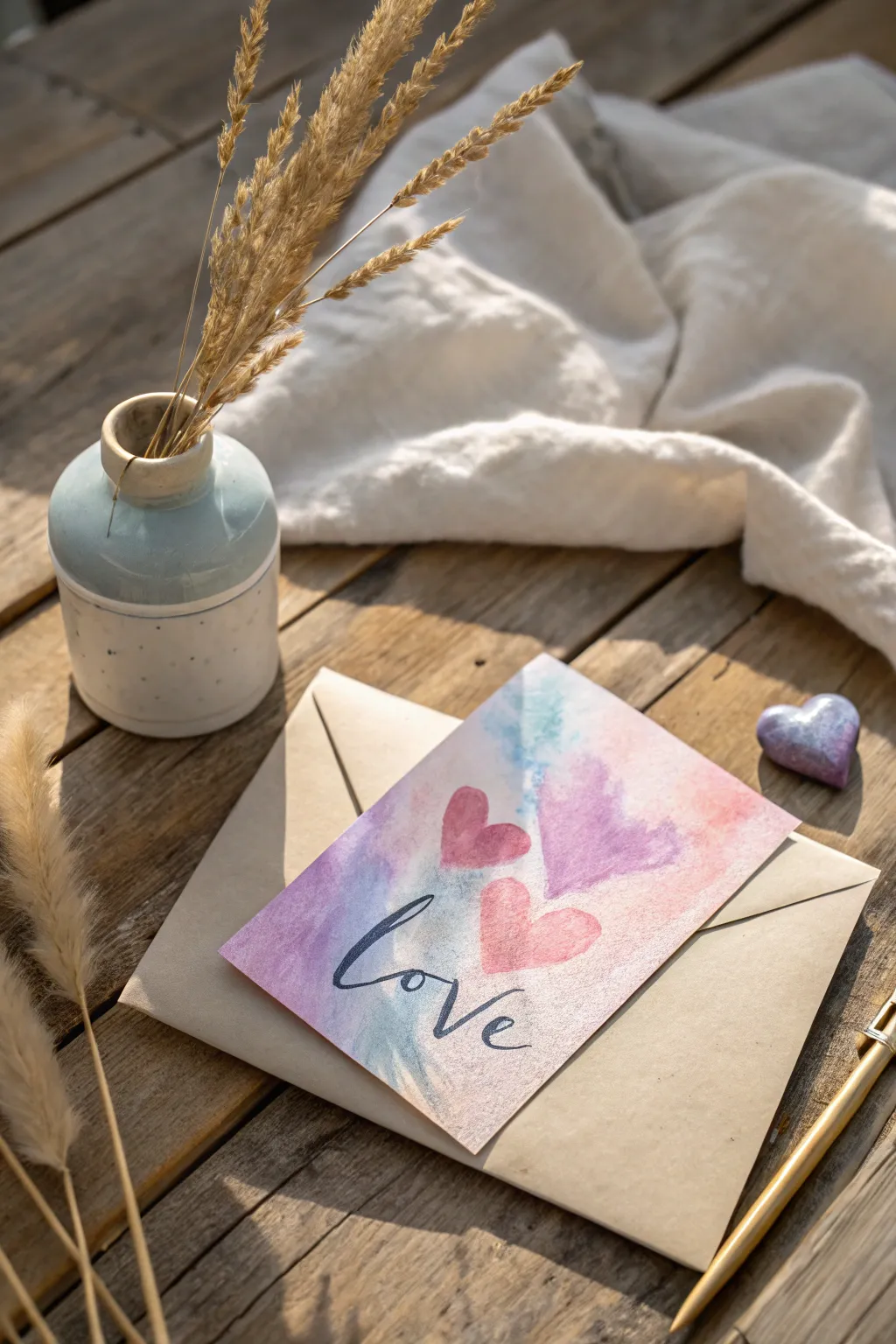 Capture the romance of handmade love with a watercolor wash that speaks from the heart.