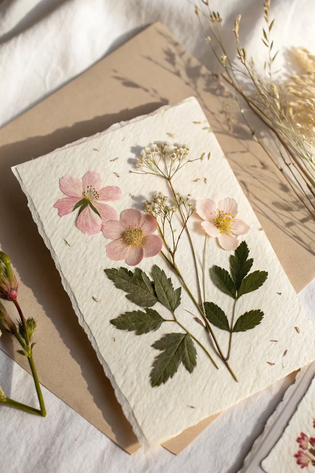 Transform your postcards into a botanical masterpiece with pressed flower magic.