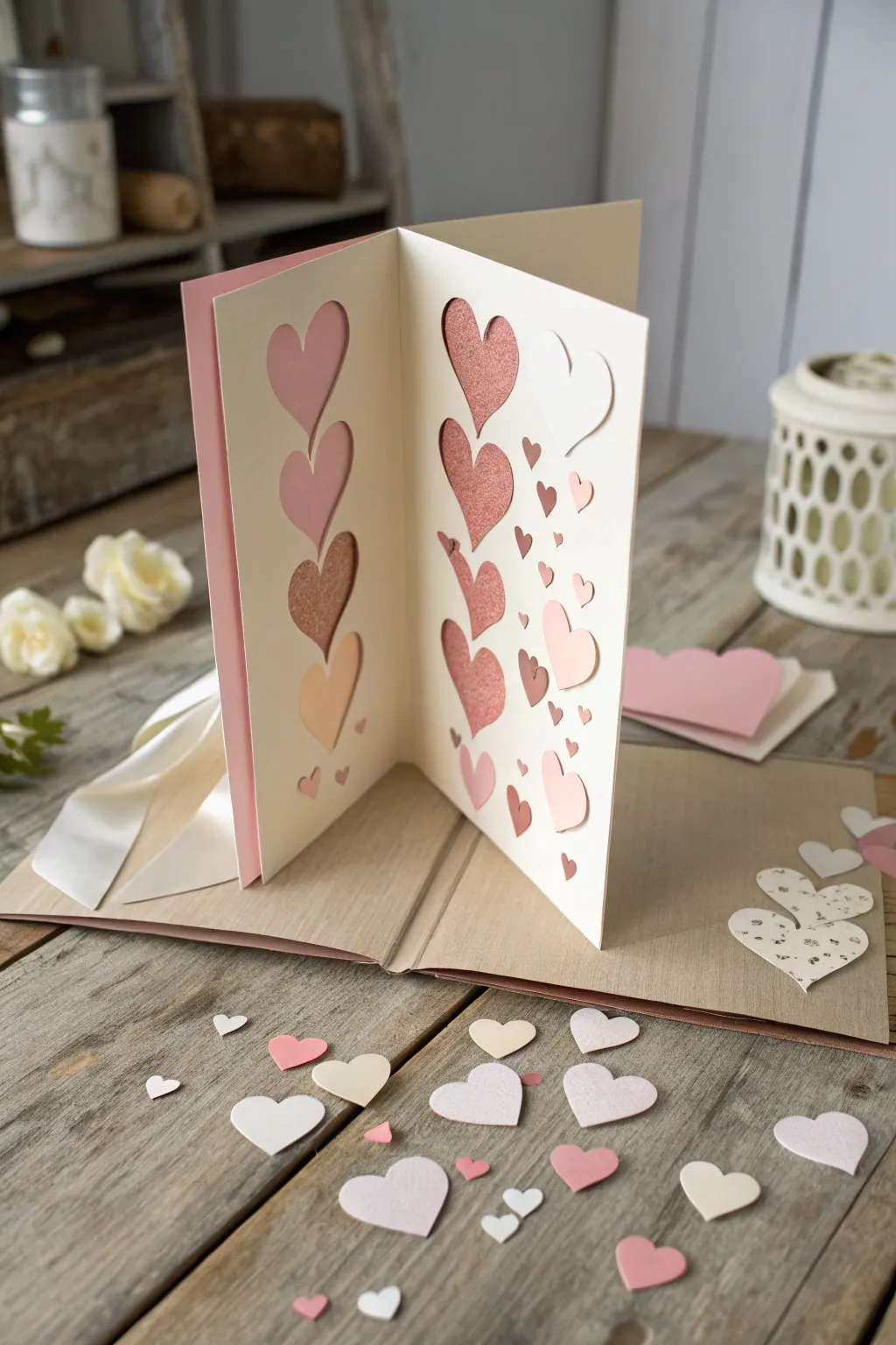 Delight in the unexpected with a handmade pop-up card that dances with love.
