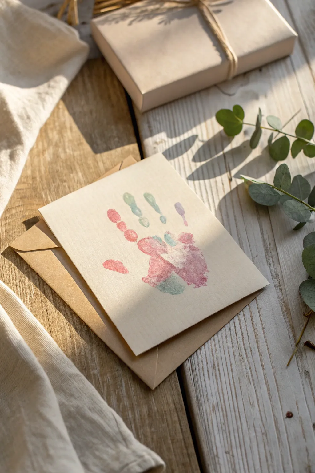 Craft a heartfelt Mother's Day moment with a handprint card that captures the warmth and love of little hands.