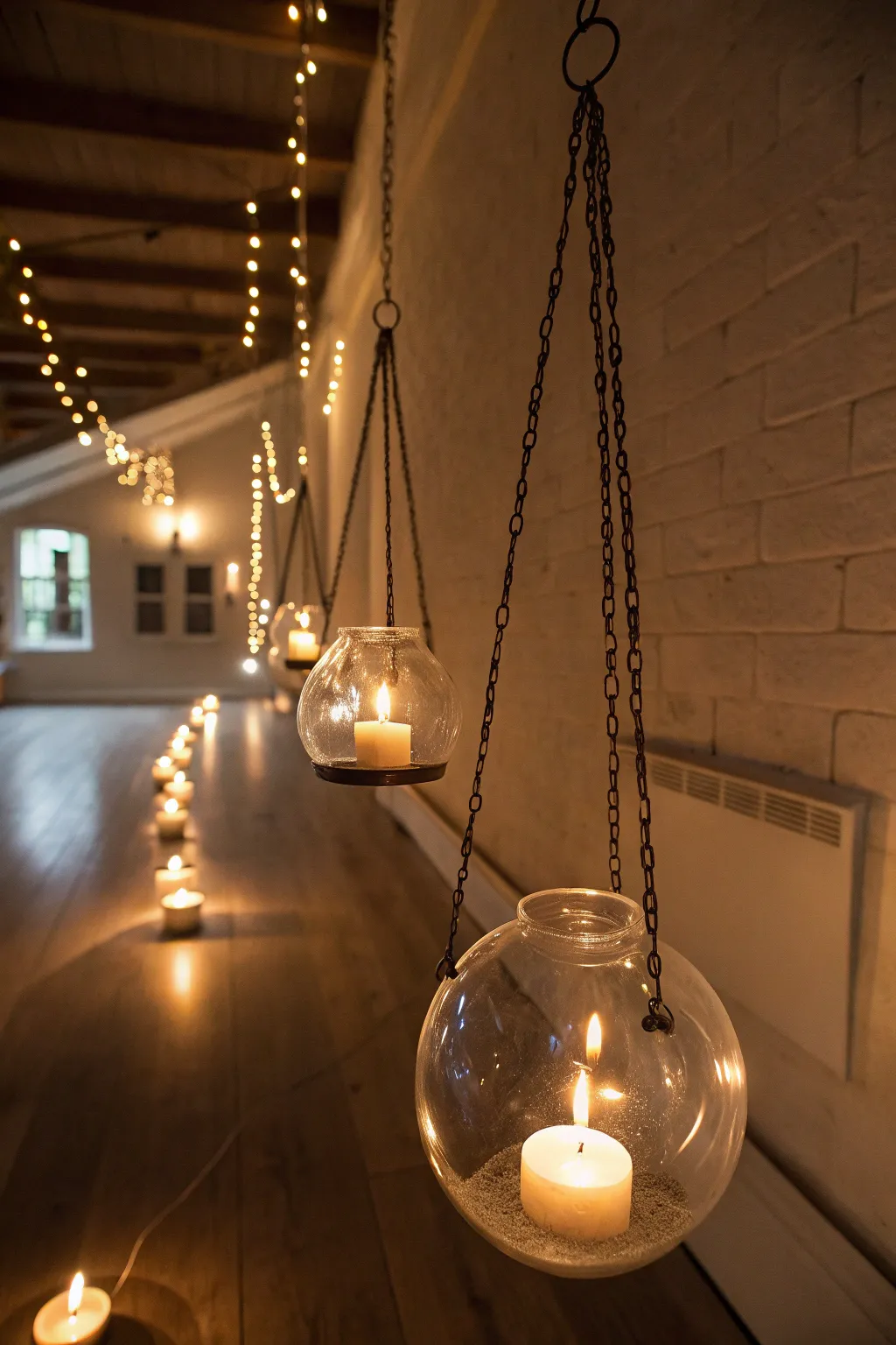 Create a warm ambiance with candlelit globes.