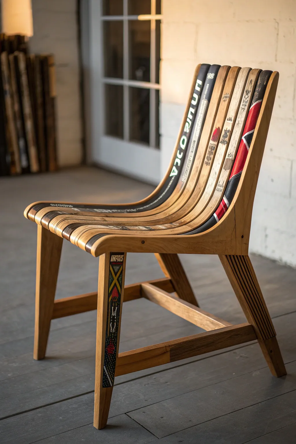 Game Room Elegance: Redefine seating with chic hockey stick chairs.