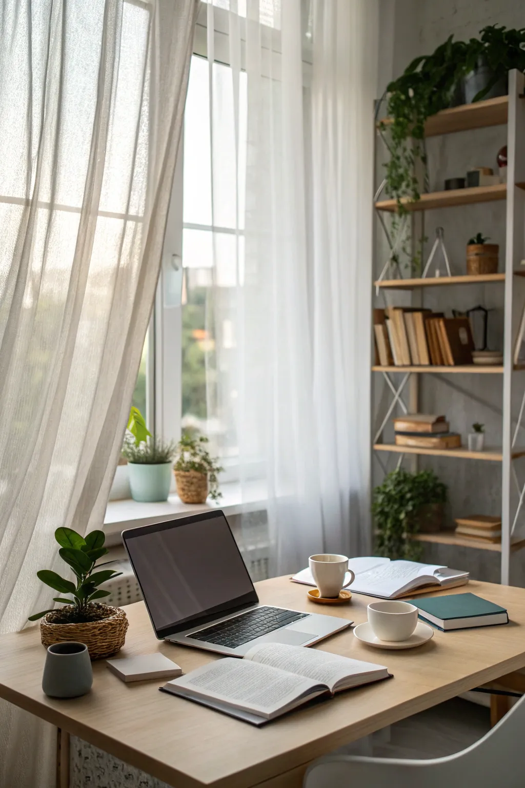 Natural light enhances the ambiance of the home office.