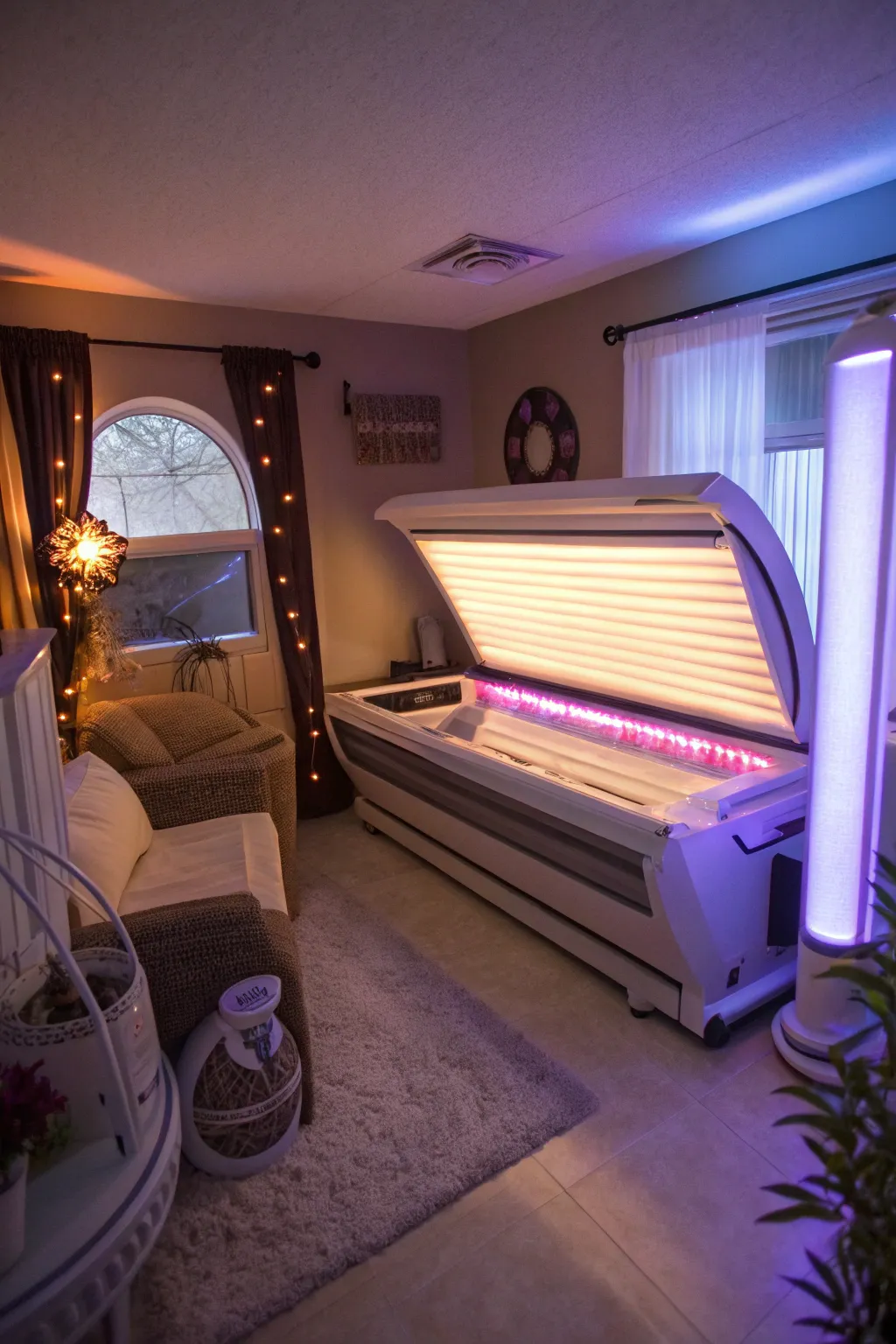 Ambient lighting sets the perfect mood for relaxation.
