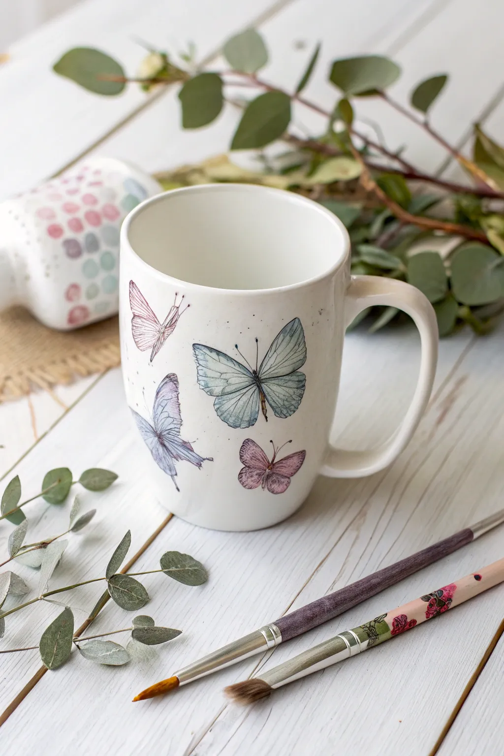 Crafted with love: A mug that transforms tiny fingerprints into fluttering butterflies, perfect for Mother's Day!