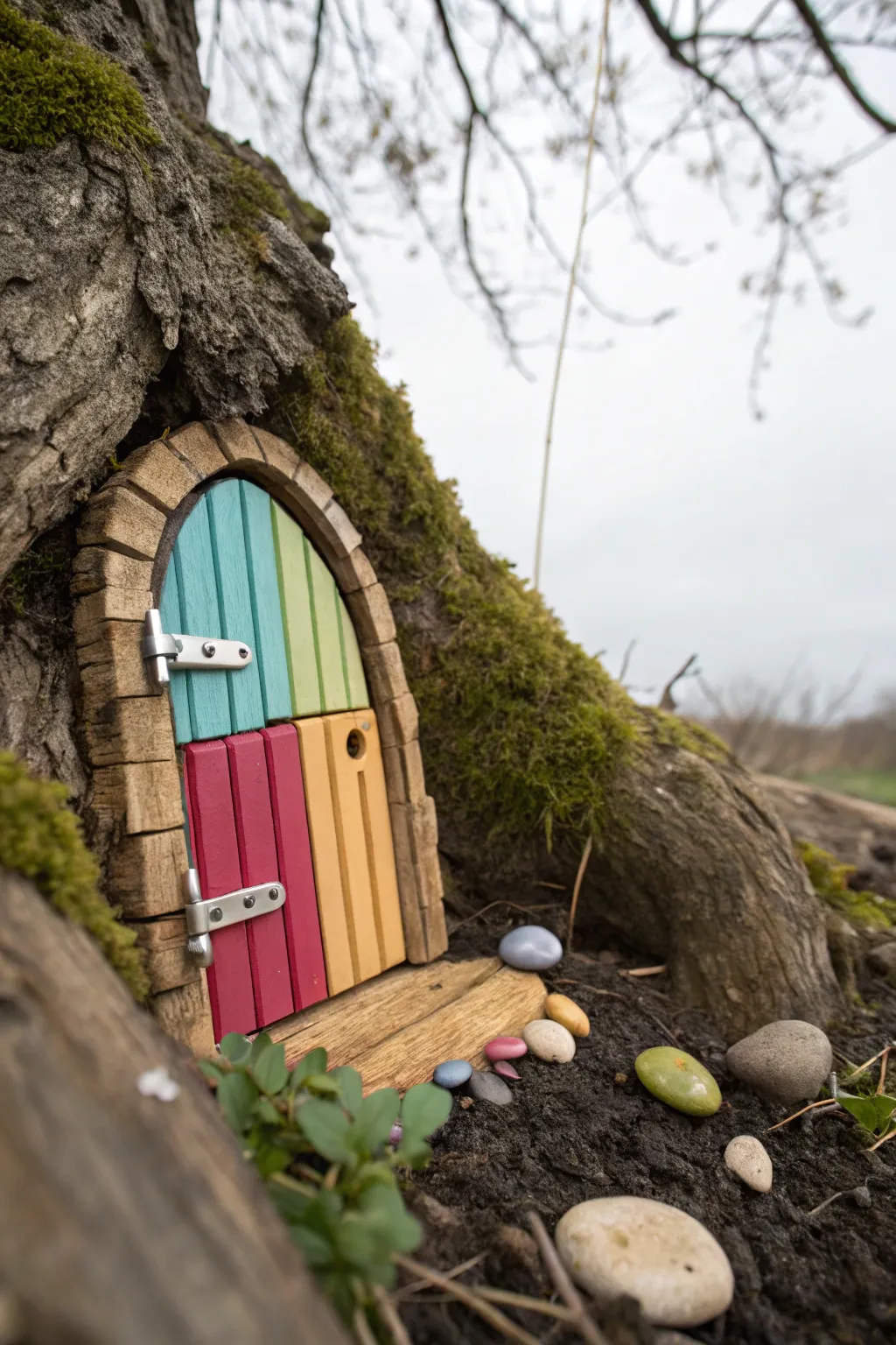 Add a splash of whimsy to your garden with a colorful popsicle stick fairy door!