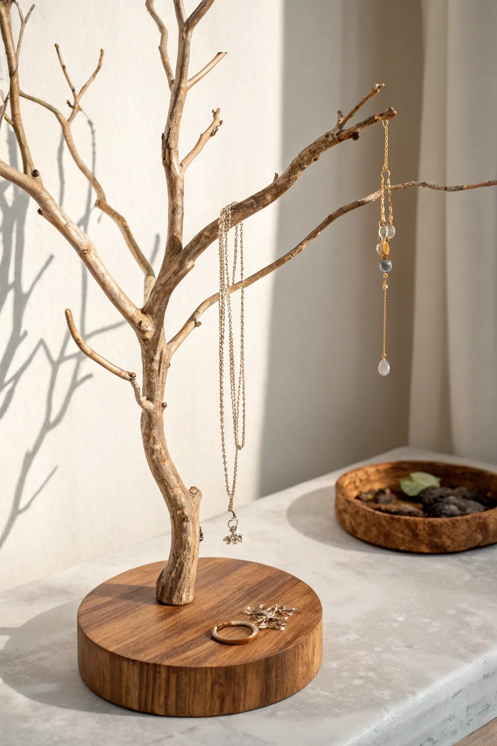 Branch Out: Embrace nature with this minimalist jewelry display, where simplicity meets elegance.