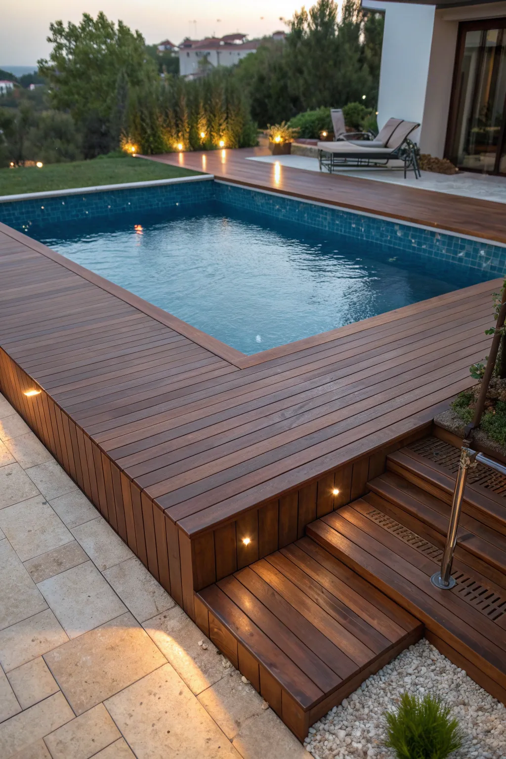 Elevate your backyard with a handcrafted wooden deck for your above ground pool—where craftsmanship meets style.