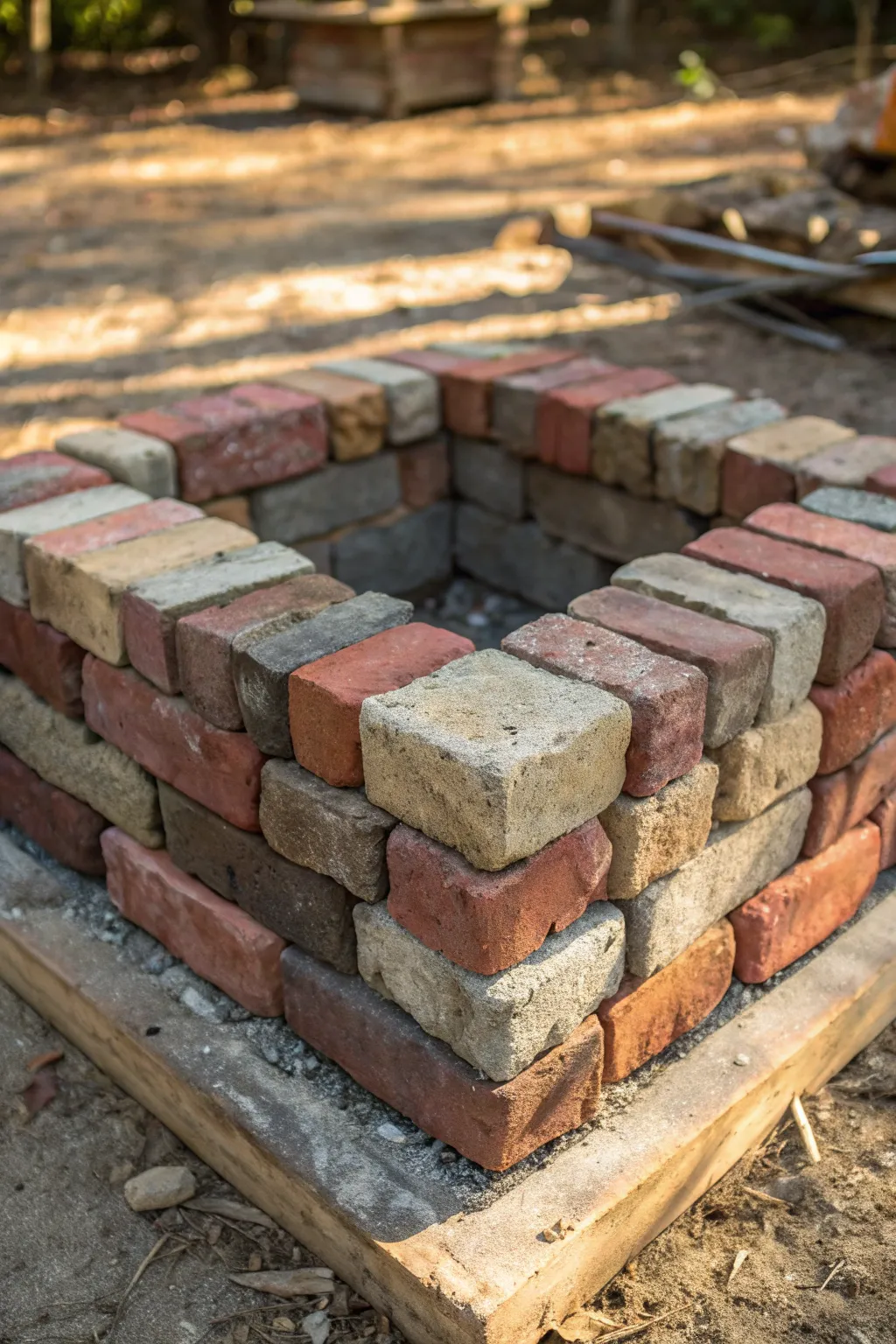 Embrace the rustic charm of a handcrafted fire pit, where every brick tells its own story.