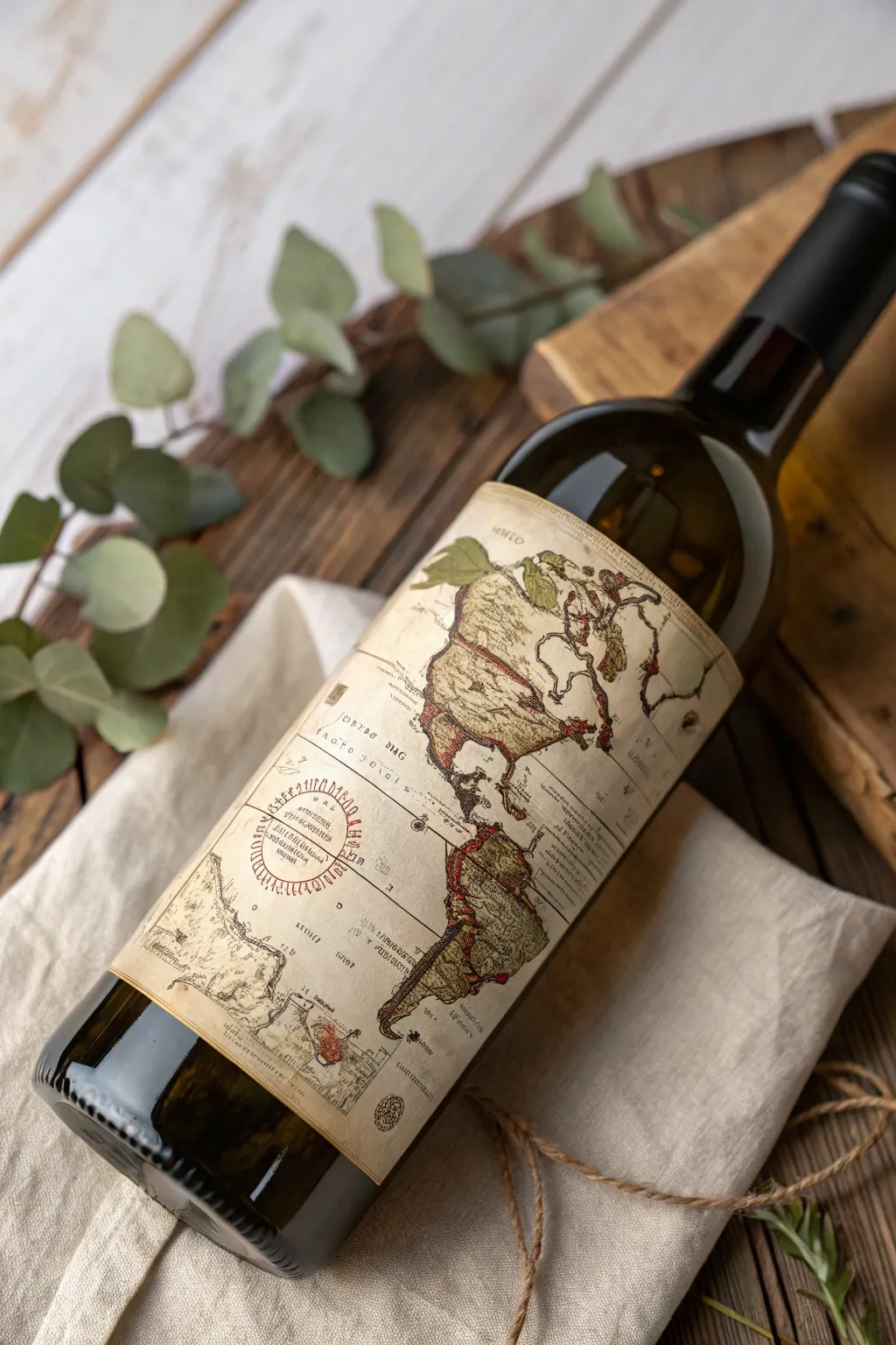 Elevate your wine gifting with personalized vintage map labels—craftsmanship meets heartfelt simplicity.