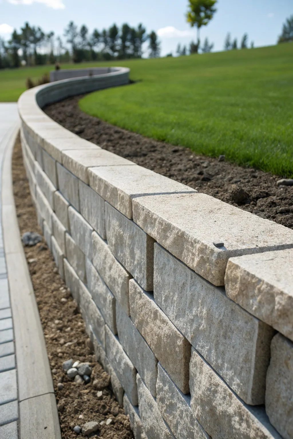 Elevate your horseshoe pit with a sleek and durable retaining wall backstop.