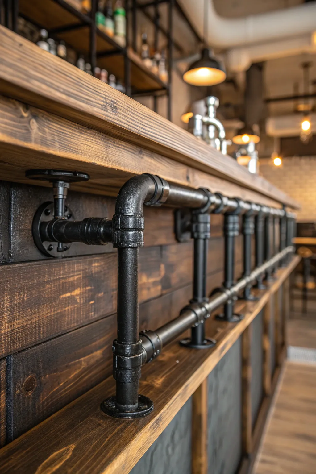Elevate your space with the rugged elegance of an industrial pipe bar.