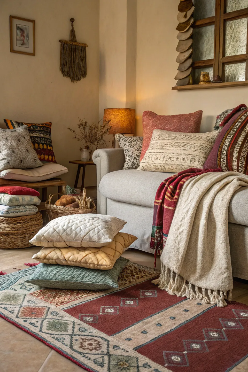 Mixing textiles adds warmth and personality to your space.