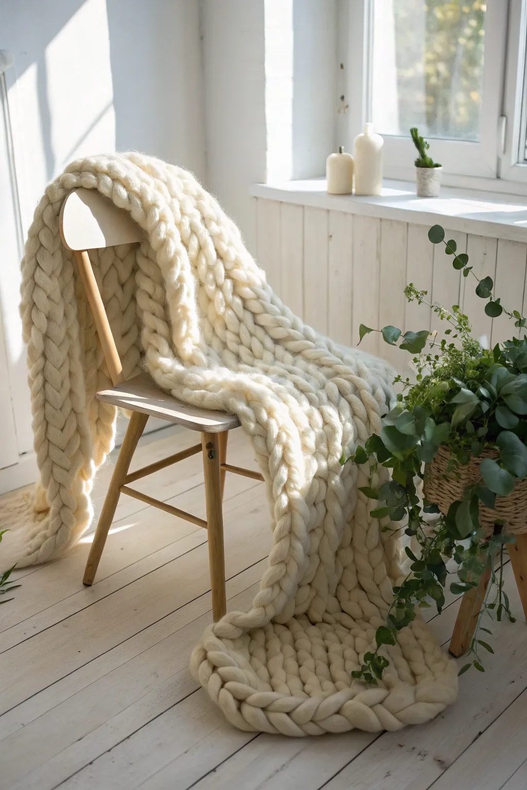 Wrap yourself in the warmth of simplicity with this cozy, hand-knit masterpiece.