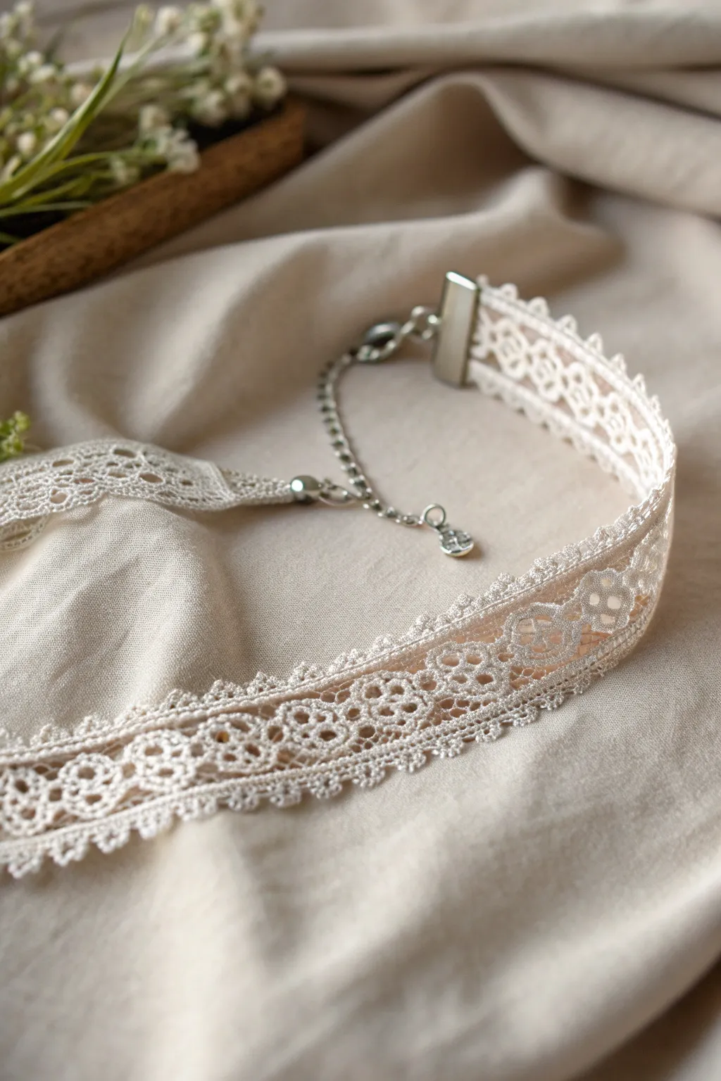 Embrace vintage elegance with this lace choker, a perfect blend of charm and simplicity.