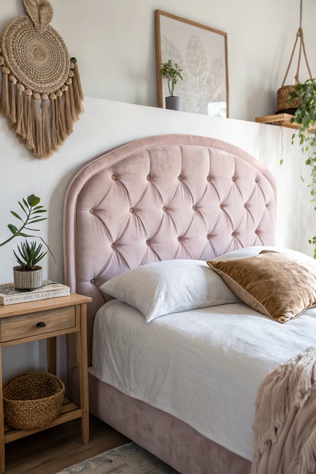 Transform your bedroom with a touch of luxury: Discover the elegance of a handcrafted velvet headboard.