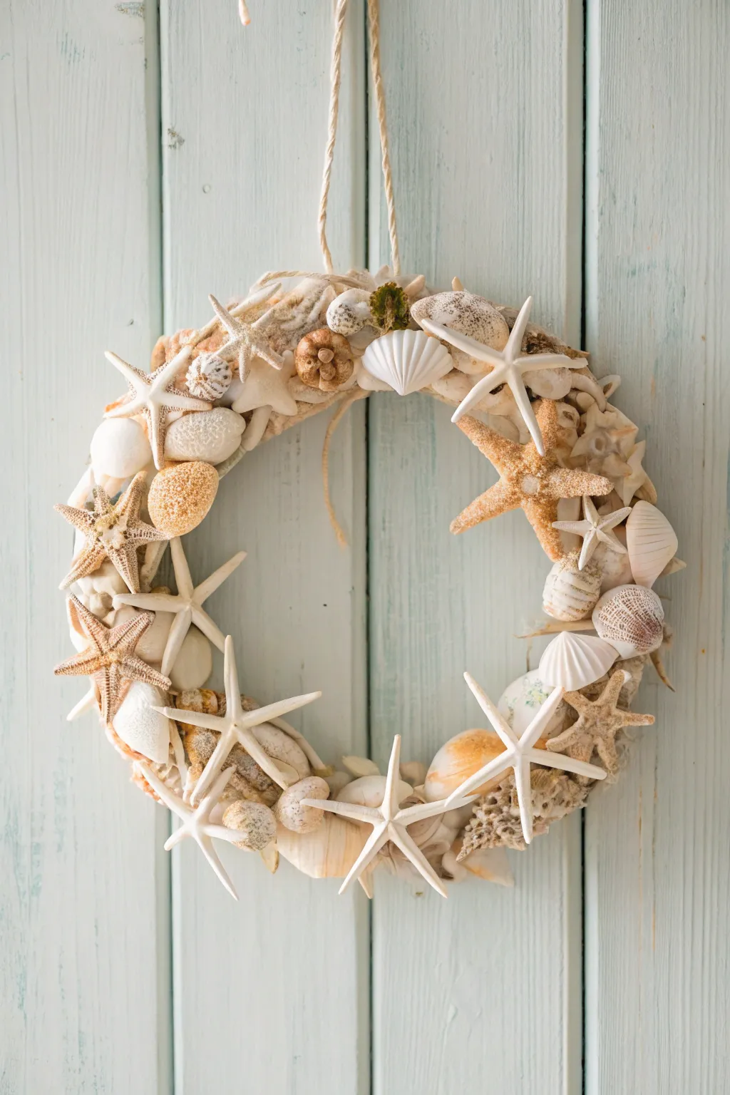 Bring a touch of the ocean to your doorstep with this serene seashell coastal wreath.